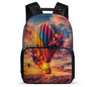 TPISLI Hot Air Balloon Motif Backpack for Kids and Teens Primary Classes Colourful School Bag Primary Age 6-11 Girls Boys, Sturdy Handle Adjustable Straps Outdoor Day Trips