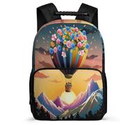 TPISLI Hot-air Balloon Rucksack Primary Classes for Kids and Teens 7-11 Year Olds Flowers Landscape Daypack Kids and Teens, Side Pockets Soft Felt Details Birthday Gift