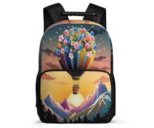 TPISLI Hot-air Balloon Rucksack Primary Classes for Kids and Teens 7-11 Year Olds Flowers Landscape Daypack Kids and Teens, Side Pockets Soft Felt Details Birthday Gift
