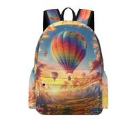 TPISLI Hot Air Balloon School Backpack Boys Girls 8-14 Rucksack Flowers Landscape Book Bag for School Travel, Trendy Daypack for Study Days and Travel and Weekend Day Trips