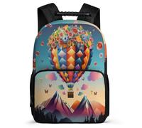 TPISLI Hot-air Balloon School Backpack for Girls 7-11 Year Olds Flowers Scenery Rucksack for Girls Primary Classes, Side Pockets Adjustable Straps Daily Essentials
