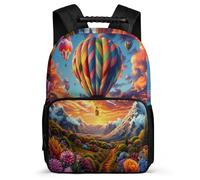 TPISLI Hot-air Balloon School Backpack for Girls Boys Primary Classes Scenery School Bag 6-11 Years Boys, Padded Back Soft Felt Details Outdoor Day Trips