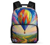TPISLI Hot Air Balloons School Backpack for Students Year 2-5 Landscapes Rucksack Ages 6-10 Kids and Teens, Soft Felt Details Padded Back Daily Essentials