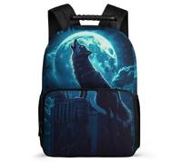 TPISLI Howling Wolf Backpack for Kids and Teens 6-11 Years Animal Wolves Backpack for Boys School Years 1-4, Soft Felt Details 1680D Fabric Outdoor Day Trips