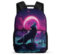 TPISLI Howling Wolf Pattern Rucksack Junior School for Kids and Teens 7-11 Year Olds Wolves School Bag Kids and Teens, Lightweight Adjustable Straps Short Trips