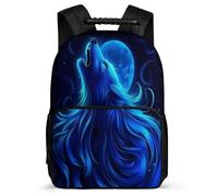 TPISLI Howling Wolves Bookbag for Kids and Teens Primary Age 6-11 Animal Wolf Backpack for Kids School Years 1-4, Lightweight Soft Felt Details School Travel