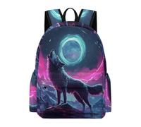 TPISLI Howling Wolves Pattern Backpack Kids Age 10-14 Wolf Daypack Boys Year 5-7 Lightweight Durable 14 Inch Laptop Rucksack School Years 7-10 Travel Use Daily Carry
