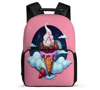 TPISLI Ice Cream Design School Backpack for Kids and Teens 8-12 Years Food Theme Bookbag for Children Primary Classes, 1680D Fabric Lightweight Back to School Gift