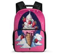 TPISLI Ice Cream Motif Rucksack for Kids School Years 1-4 Food Theme Backpack School Years 2-5 Kids and Teens, Sturdy Handle Adjustable Straps Outdoor Day Trips