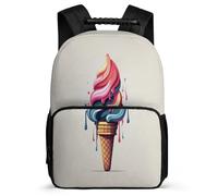 TPISLI Ice Cream Pattern School Backpack for Teens Girl Kid Bookbag for Boy Middle Elementary Food Print School Bag 15.7inch Large Capacity Kids Book Bag Shoulder Backpack Travel Daypack