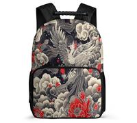 TPISLI Japanese Style Cranes Backpack for Children Years 1-4, Birds Rucksack for Children, Lightweight School Bag, Side Pockets, Padded Back, Travel Daily Use
