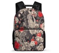 TPISLI Japanese Style Cranes Daypack for Children Age 7-12 Birds Rucksack for Kids and Teens Primary School, Side Pockets 1680D Fabric Back to School Gift