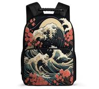 TPISLI Japanese Style Waves Daypack for Students Primary Age 6-11 Waves Daypack for Kids and Teens Junior School, Sturdy Handle 1680D Fabric Travel Daily Use