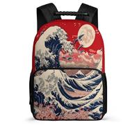TPISLI Japanese Style Waves School Backpack Primary Classes for Boys Girls Primary Age 6-11 Waves Backpack Girls, Lightweight 1680D Fabric Back to School Gift