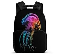 TPISLI Jellyfish Illustration Bookbag for Kids and Teens Primary School Ocean Creatures Daypack Primary Age 6-11 Boys Girls, 1680D Fabric Side Pockets Outdoor Day Trips