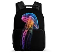 TPISLI Jellyfish Motif School Bag for Kids and Teens Primary Classes Ocean Creatures Print School Bag Primary Age 6-11 Children, Soft Felt Details Side Pockets Outdoor Day Trips