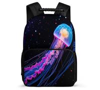 TPISLI Jellyfish School Bag Primary Classes for Kids and Teens Year 3-6 Ocean Creature Backpack Boys, Soft Felt Details Side Pockets Back to School Gift