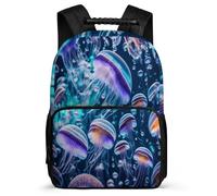 TPISLI Jellyfishs Motif School Backpack for Children 7-11 Year Olds Sea Creature Rucksack for Students School Years 1-4, Soft Felt Details Durable Daily Essentials