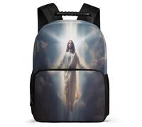 TPISLI Jesus Christian Backpack for Boys Girls Primary Age 6-11 Jesus Print Bookbag for Girls Primary Classes, Soft Felt Details Side Pockets Travel Daily Use