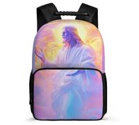 TPISLI Jesus Christian Design School Backpack for Boys Girls Primary School Jesus Print Daypack Primary Age 6-11 Girls Boys, Lightweight Soft Felt Details Birthday Gift