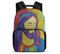 TPISLI Jesus Christian Design School Backpack for Kids and Teens Year 3-6 Jesus Print Daypack for Kids and Teens Year 2-5, Soft Felt Details Lightweight Outdoor Day Trips