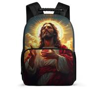 TPISLI Jesus Christian Pattern Backpack for Kids and Teens 6-11 Years Jesus Design Backpack for Children Primary Classes, Side Pockets Lightweight Travel Daily Use