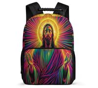 TPISLI Jesus Christian Pattern Daypack for Kids and Teens 7-11 Year Olds Jesus Design Rucksack for Girls Boys Primary Classes, Padded Back Sturdy Handle Travel Daily Use