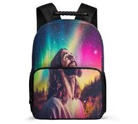 TPISLI Jesus Christian Pattern Daypack Primary School for Students Primary Age 6-11 Jesus Design Rucksack Students, Soft Felt Details 1680D Fabric Daily Essentials