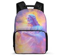 TPISLI Jesus Christian Print School Backpack for Children Year 3-6 Jesus Motif School Bag Ages 6-10 Boys Girls, Soft Felt Details Sturdy Handle Travel Daily Use