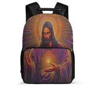 TPISLI Jesus Christian Rucksack for Students Primary Classes Jesus Pattern School Bag 6-11 Years Kids and Teens, Padded Back Adjustable Straps Daily Essentials