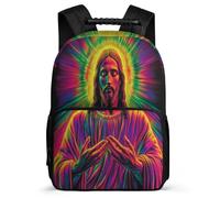TPISLI Jesus Motif Backpack School Years 1-4 for Kids and Teens Primary Age 6-11 Jesus Christian Pattern Rucksack Girls Boys, Durable Side Pockets Daily Essentials