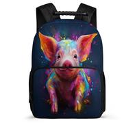 TPISLI Junior High School Backpack Pig Rucksack Teen Bookbag Colourful Piglet Students Schoolbag Elementary Knapsack for Boys Girls