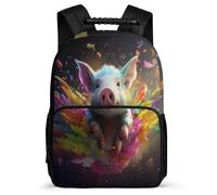 TPISLI Junior High School Backpack Pig Rucksack Teen Bookbag Colourful Piglet Students Schoolbag Elementary Knapsack for Boys Girls