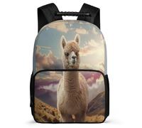 TPISLI Kawaii Alpaca Backpack for Students Primary Age 6-11 Animal Llama Bookbag for Kids Primary Classes, Adjustable Straps Lightweight Back to School Gift