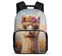 TPISLI Kawaii Alpaca Daypack for Boys School Years 2-5 Animal Llama Rucksack for Children Primary Classes, Side Pockets Soft Felt Details Travel Daily Use