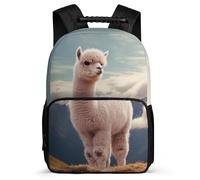 TPISLI Kawaii Alpaca Print Backpack Primary Classes for Boys Girls 7-11 Year Olds Animal Llama Bookbag Boys Girls, Soft Felt Details Padded Back Travel Daily Use