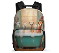TPISLI Kawaii Alpaca School Backpack for Kids Junior School Animal Llama Backpack Primary Age 6-11 Children, 1680D Fabric Adjustable Straps Daily Essentials