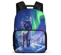 TPISLI Kawaii Baby Reindeer Backpack for Girls Boys for 5 to 10 Years, Deer Print School Bag Students, Lightweight Rucksack, Side Pockets, Padded Back, Travel Daily Use