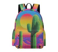 TPISLI Kawaii Backpack with Cactus Motif, Large Capacity Plants Pattern Backpack for Boys School Rucksack for Teen Girls Cute Kawaii School Backpacks