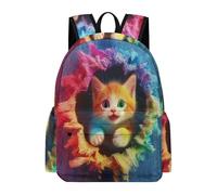 TPISLI Kawaii Backpack with Cat Print, Large Capacity Animal Kitten Motif Backpack for Boys School Rucksack for Teen Girls Cute Kawaii School Backpacks