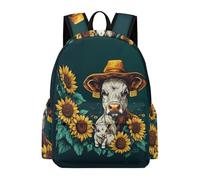TPISLI Kawaii Backpack with Cow Sunflowers Design, Large Capacity Animal Bull Backpack for Boys School Rucksack for Teen Girls Cute Kawaii School Backpacks