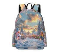 TPISLI Kawaii Backpack with Snow Scene, Large Capacity Beautiful Winter Theme Backpack for Boys School Rucksack for Teen Girls Cute Kawaii School Backpacks