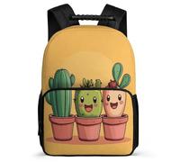 TPISLI Kawaii Cactus Pattern Rucksack for Kids and Teens 7-11 Year Olds Plants Bookbag for Girls Year 3-6, Adjustable Straps Sturdy Handle Daily Essentials
