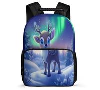 TPISLI Kawaii Deer Motif School Bag for Students School Years 1-4 Cute Reindeer Backpack Primary Age 6-11 Boys Girls, Adjustable Straps Sturdy Handle Birthday Gift