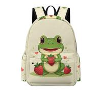 TPISLI Kawaii Frog Daypack Kids Age 10-14 Small Animal School Bag Students Year 6 Durable Lightweight 14 Inch Laptop Backpack School Years 3-6 Daily Use Outdoor Gift
