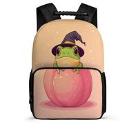 TPISLI Kawaii Frog Pattern School Backpack for 5 to 10 Years for Girls, Animal Frog Daypack Students, Lightweight Bag, Side Pockets, Padded Back, Travel Daily Use