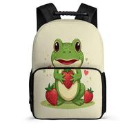 TPISLI Kawaii Frog School Backpack for Boys Girls Year 3-6 Small Animal Rucksack for Students Junior School, Durable Adjustable Straps Travel Daily Use