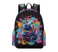 TPISLI Kawaii Hippo School Backpack Boys Girls 10-16 Rucksack Animal Book Bag for Senior Classes, Durable Daypack for Autumn Trip and Study Days and Weekend Day Trips