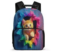 TPISLI Kawaii Kitten Motif School Backpack for Kids and Teens 7-11 Year Olds Animal Cat Print Rucksack for Kids and Teens Year 2-5, Padded Back Soft Felt Details Back to School Gift