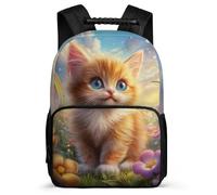 TPISLI Kawaii Kitten Pattern Rucksack for Kids and Teens School Years 1-4 Animal Cat Backpack 7-11 Year Olds Kids, Adjustable Straps Side Pockets Outdoor Day Trips